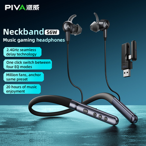 Piva s6w 13mm 2.4G không dây cổ Thể Thao Tai nghe âm nhạc trò chơi Tai nghe enc ai giảm tiếng ồn 150mAh 20 giờ Tuổi thọ pin - Product Image 2