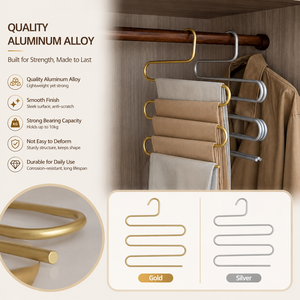 Organizador de Bufandas en Forma de S de Aleación de Plata, Mini Perchero de 5 Niveles para <span class=keywords><strong>Ropa</strong></span>, Bufandas, Pantalones, Cocina, Venta al <span class=keywords><strong>por</strong></span> Mayor, Económico - Product Image 1
