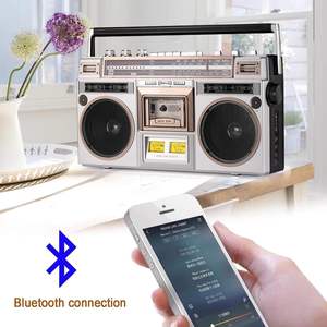 Boombox Portatile Stile Retrò Anni '80 con Lettore e <span class=keywords><strong>Registratore</strong></span> di <span class=keywords><strong>Cassette</strong></span>, Radio AM/FM, Supporto Ingresso SD/USB, Altoparlante Integrato - Product Image 2