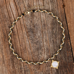 Simple blanco y negro cuerda trenzada joyería hecha a mano collar bohemio blanco <span class=keywords><strong>Shell</strong></span> 2 capas pulsera venta al por mayor Drop-<span class=keywords><strong>Shipping</strong></span> - Product Image 1