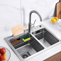 Support de rangement pour évier de cuisine en acier inoxydable antirouille avec panier égouttoir pour éponge et support pour planche à découper