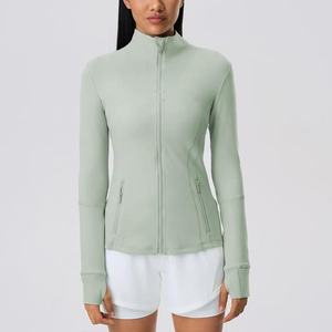 Custom Breathable Front Logo Long Sleeve Autumn Fitness Sport Yoga Coat Women's Lightweight Full Zip Running Track <b>Jacket</b> - Product Image 4