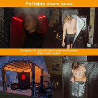 Cabina de Sauna de Acrílico Negro con Ventanas, Control por Computadora, Vapor Húmedo de 850-1000W, 110V 220V 240V, Repuestos Gratuitos, 7.5kg
