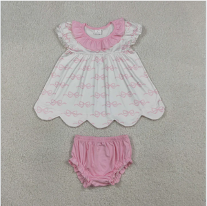 Ensemble culotte et haut pour petites filles GBO0501 Coquette Bows, rose, bord festonné - Product Image 6