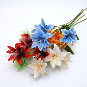 Bouquet de lys artificiels en plastique Xinchengzhi à 4 têtes, pour mariage, décoration intérieure, accessoires de photographie - Product Image 4
