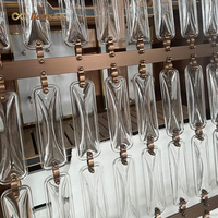 Paravent moderne de luxe en acier inoxydable doré et verre cristal avec éclairage LED pour hall d'hôtel, salon, séparateur décoratif