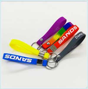 Customization Wristband With <b>Keyring</b> Silicone Design Your Own Rubber Keychain for Gifts - Product Image 5
