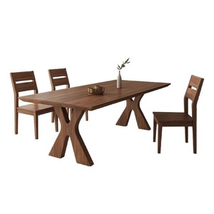 Juego de Mesa de Comedor de Madera Maciza de Nogal Negro, 4 Piezas, Muebles de Comedor Rectangulares Modernos y Minimalistas - Product Image 5