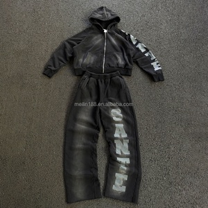 Survêtements personnalisés 420 g/m² : Sweats à capuche zippés délavés au soleil et pantalons de jogging amples – Fabrication sur mesure - Product Image 1