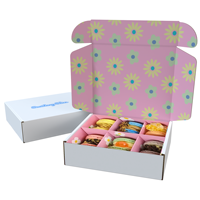 Boîte d'emballage alimentaire avec séparateurs tarte tranche sanitaire Dessert nourriture à emporter boîte Cookie beignet Snack traiter papier boîte d'emballage