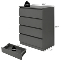 Commode à 4 tiroirs sans poignées BURAN Nordic en bois gris mat, unité de rangement pour chambre à coucher, armoire moderne minimaliste