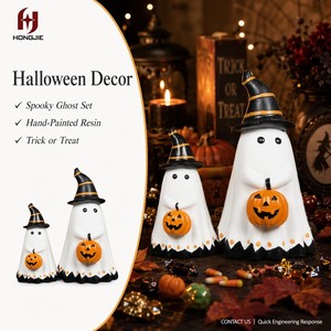 Figuras Decorativas de Fantasmas de Halloween, Linda Estatua de Resina Espeluznante con Calabaza, Centro de Mesa para Fiestas en Casa - Product Image 1