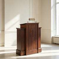 Pupitre d'église classique en bois foncé pour salles de conférence, présentations de culte, lutrin de ministère