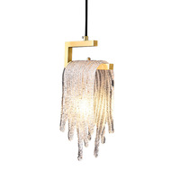 Lustre de luxe en verre et cuivre avec suspension en forme de cascade, télécommande LED, angle de faisceau 360°, moderne