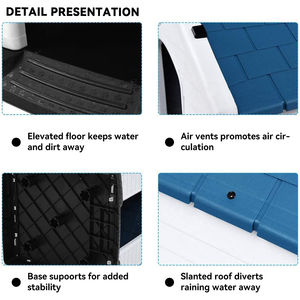 Su geçirmez plastik tepsi ile Modern büyük köpek evi yükseltilmiş kapalı açık kulübesi katı desen Snap düğmesi kapatma Pet House - Product Image 5