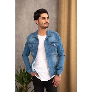 Giacca in Denim aderente abbottonata blu