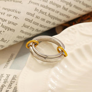 Stainless Steel <b>Ring</b> Geometric Shape 18k Gold Plated Titanium Steel Stackable Unisex Fashion Jewelry Gift - Product Image 1