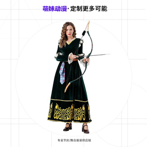 Vestido largo verde oscuro estilo corte medieval para mujer, disfraz de renacimiento, talla única para adultos - Product Image 4