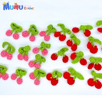 Vente en gros d'appliques en crochet faites à la main, en forme de cerise, amigurumi, embellissements fruités pour chapeaux, accessoires pour cheveux, décoration de vêtements