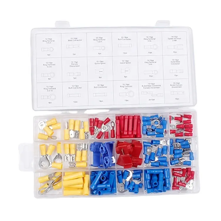 160Pcs Assorted Insulated Electrical Electrical Wire Terminals Crimp Connectors Spade Set
