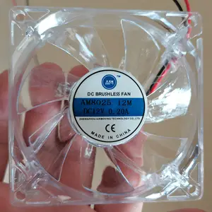 RGB computer fan Transparent fan 12v 80X80x25mm 8025 clear fan with blue light