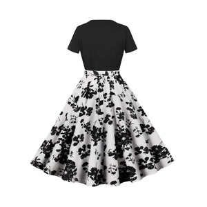 2025 stile americano retrò Maxey <span class=keywords><strong>abbigliamento</strong></span> da <span class=keywords><strong>donna</strong></span> stampato In stile <span class=keywords><strong>etnico</strong></span> transfrontaliero elegante Splicing Design In-Stock - Product Image 3