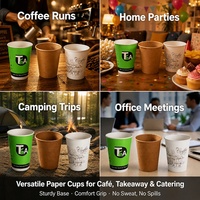 Gobelets en papier pour café imprimés avec logo personnalisé, revêtement PE, vente en gros, gobelets jetables pour boissons, gobelets en papier à paroi simple
