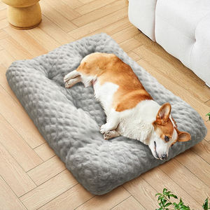 Recién llegado, diseño de rejilla en relieve, piel de conejo de imitación gris, cojín esponjoso para mascotas, cama para perros y gatos - Product Image 5
