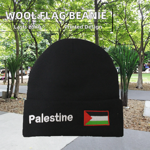 หมวกไหมพรมถักลายธงชาติปาเลสไตน์ ดีไซน์เนอร์ งานปัก 3 มิติ พิมพ์ลายดิจิทัล แฟชั่นฤดูใบไม้ร่วง/ฤดูหนาว 100% ขนสัตว์ ให้ความอบอุ่น เหมาะสำหรับใส่ไปเที่ยวชายหาด - Product Image 2