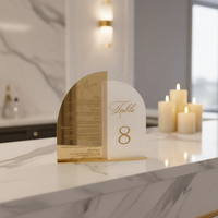 Supports de numéros de table de mariage en acrylique, forme arche carrée, imprimés en 3D, transparents, pour la décoration de table de mariage