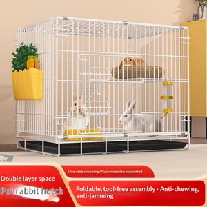 Jaula de Metal Resistente para <span class=keywords><strong>Conejos</strong></span>, Fácil de Limpiar, Plegable, Tamaño Mediano, para <span class=keywords><strong>Conejos</strong></span> de Orejas Caídas, Jaula Comercial para Gatos, para Interiores y Exteriores - Product Image 5