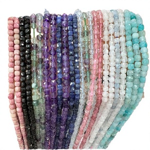 Perles carrées facettées en pierre naturelle d'agate, 4*4mm, style cube de sucre, pour bijoux DIY, Wofish WF14380 - Product Image 2