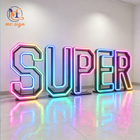 Lettres lumineuses LED pour événements, grandes lettres en métal de 4 pieds et 5 pieds, RGB, pliables, lettres néon pour la décoration de fêtes d'anniversaire et de mariages
