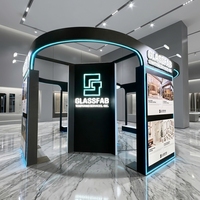Stand d'exposition haut de gamme Izexpo, design accrocheur et innovant, modulaire et réutilisable, 20x20 pieds, pour GlassBuild America