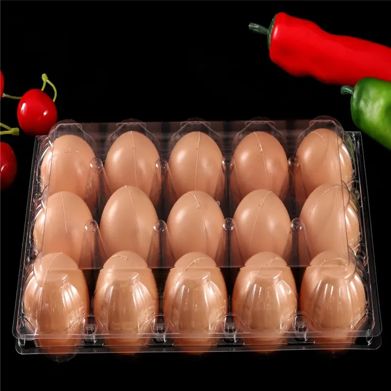 Wholesale Model-Egg Tray 015Z Transparent Recycled PET Plastic 15 Pcs Egg Tray High Quality Egg Container
