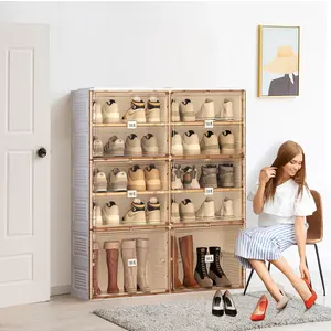 Free Shipping Portable Shoe Cabinet Shoe Rack Plastic Modern Living Room Furniture 1piece ABS Shelves For Plastic Foldable Shoes