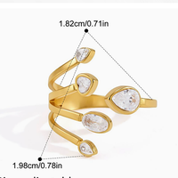 Bague ouverte tendance pour femme en acier inoxydable plaqué or 18 carats à double couche, idéale pour mariage, fiançailles, fête ou cadeau