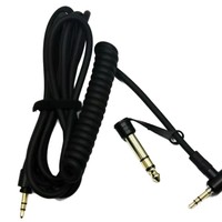 Câble audio stéréo enroulé à angle droit 3,5 mm avec adaptateur 6,35 mm, câble audio rétractable à ressort 3,5 TRS mâle-mâle