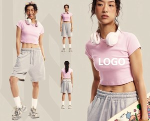 เสื้อครอปท็อปผู้หญิงสไตล์ลำลองสำหรับฤดูร้อน เซ็กซี่ แซ่บ สีพื้น ทรงเข้ารูป ดีไซน์ขาดๆ โชว์เอว - Product Image 2