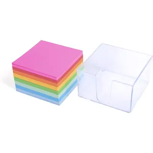 Mini Kantoor Plastic Memo Pads Plakbriefje Kubus Houder Dispenser Grappige Bureaubenodigdheden Organizer