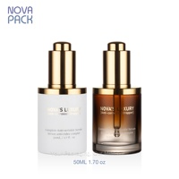 Flacons compte-gouttes cosmétiques haut de gamme 30ml 50ml en verre blanc mat pour parfum, huile et sérum avec compte-gouttes à pression en aluminium doré