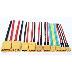 Conector de Alimentación para Batería de Iones de Litio XT90U, Cable de Silicona de Alta Resistencia, Adaptador de Enchufe Macho y Hembra XT30 XT60 XT90 UL31135, Amarillo Estañado - Product Image 1