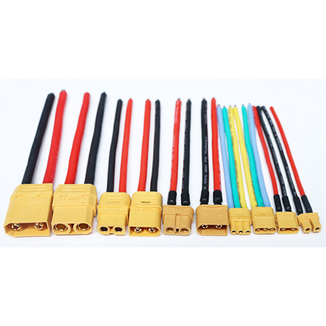 Yigao XT90U Li-ion Battery Power Connector High Strand Silicone Cable XT30 XT60 XT90 UL31135 Male Female Plug Adapter Yellow