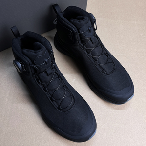 DFS0209 Chaussures de sport montagne et course pour hommes, modèle mode, noires, à fermeture rapide, coupe mi-haute, pour l'hiver - Product Image 3