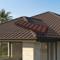 Tuile de Toiture Métallique Enduite de Pierre Moderne et Durable, Résistante à la Chaleur, Imperméable et Ignifuge pour Hôtels, Temples et Appartements - Offre Spéciale