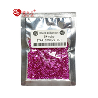 Harga grosir 3A Melee ukuran 1000 buah/pak batu Ruby Ruby batu permata longgar bulat brilian potong 5 # merah Ruby sintetis Corundum