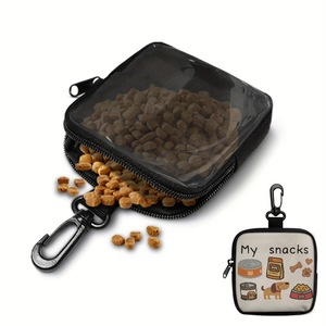 Bolsa portátil para refrigerios de perro con cremallera y mosquetón, transparente, para almacenar comida para mascotas, ideal para viajes. - Product Image 2