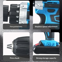 Perceuse électrique industrielle super puissante 18-21V, double vitesse, moteur à balais rechargeable au lithium