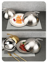Cloche alimentaire en acier inoxydable doré écologique avec poignée décorative BGM.FOX pour hôtels et restaurants (vente en gros)