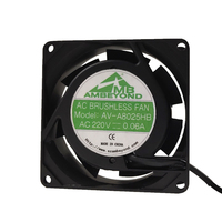 Ventilateur de refroidissement AC à faible bruit 8025 80x80x25mm 110V 220V 2500RPM à roulement à billes, débit d'air élevé pour armoire serveur et usage industriel